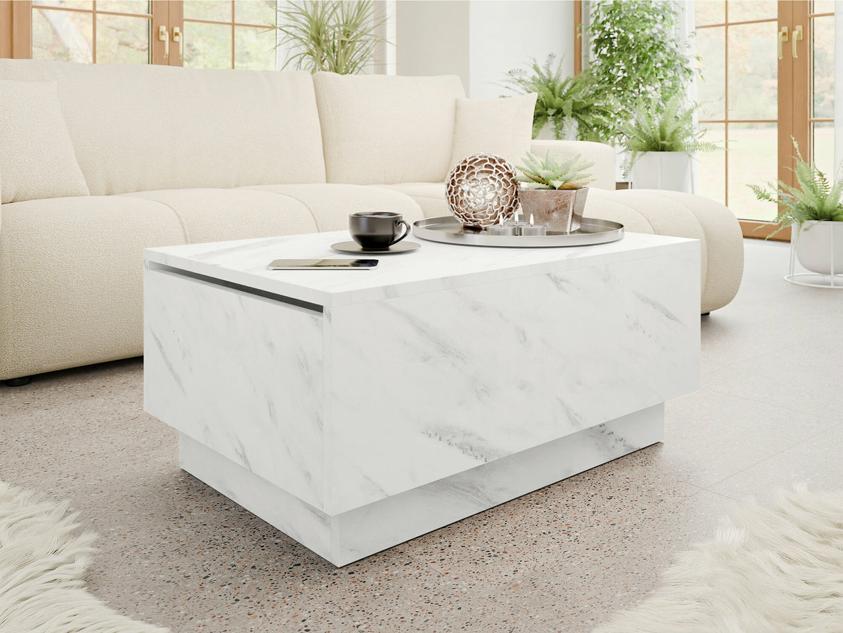 Dohányzóasztal Stolik kawowy MOON 90x60 Marmur Bianco (Fehér márvány)