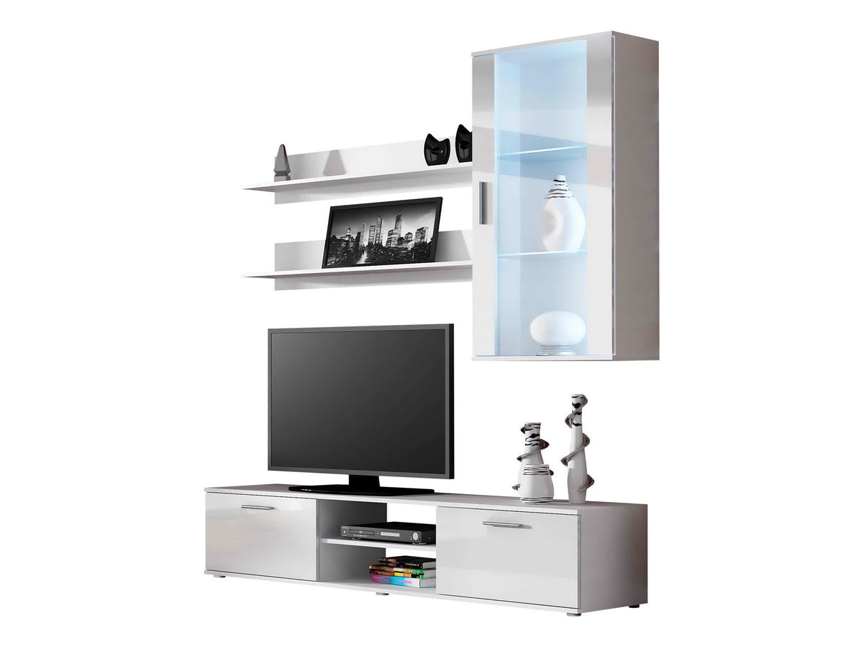 Nappali szett Soho V (Boho V), Szín: Fehér + Fényes fehér, Led világítás: Nem