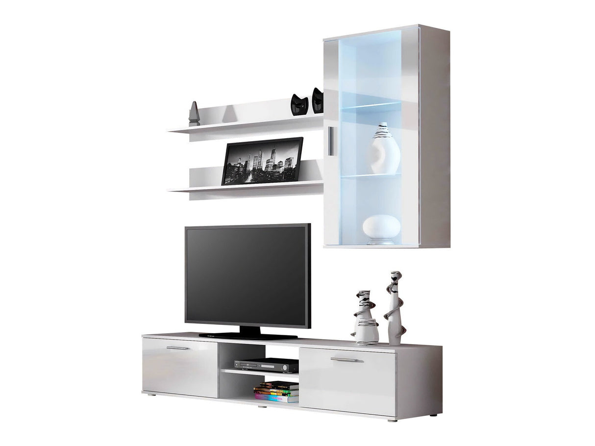 Nappali szett Soho V (Boho V), Szín: Fehér + Fényes fehér, Led világítás: RGB