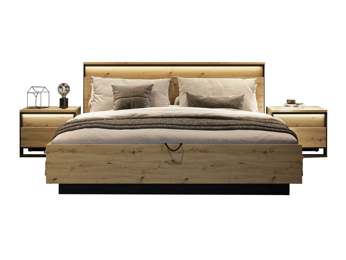 Hálószoba garnitúra Sypialnia QUANT V Dąb Artisan / Czarny Rozmiar łóżka, Alvó felület mérete: 180 x 200 cm