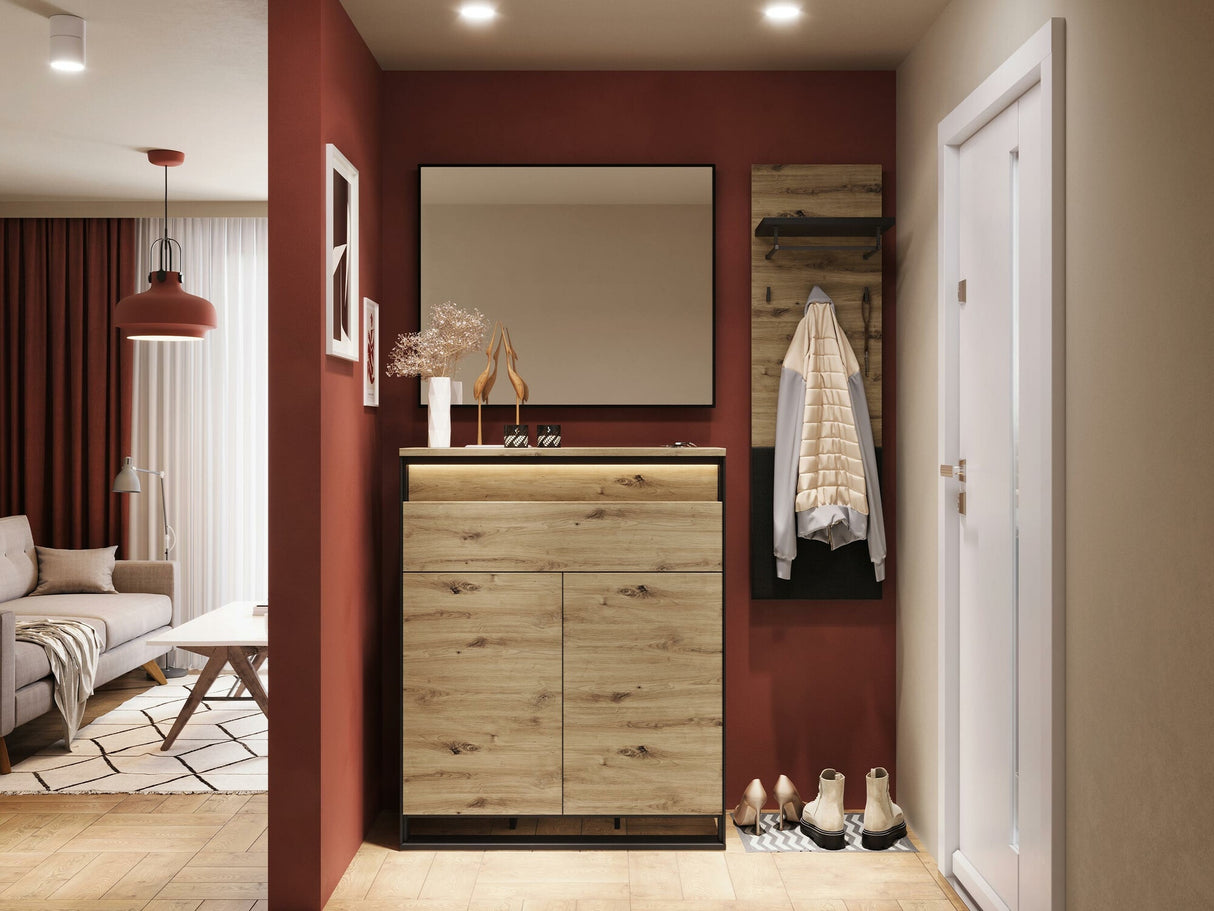 Előszoba garnitúra Garderoba QUANT X Dąb artisan/Czarny + Velo 637