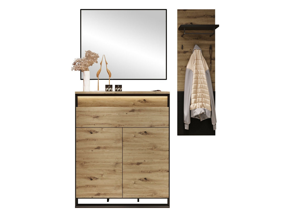 Előszoba garnitúra Garderoba QUANT X Dąb artisan/Czarny + Velo 637