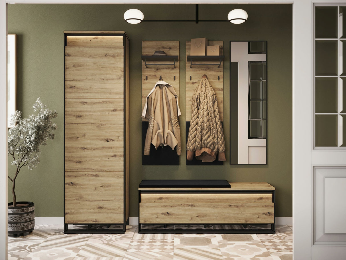 Előszoba garnitúra Garderoba QUANT VIII Dąb artisan/Czarny + Velo 637