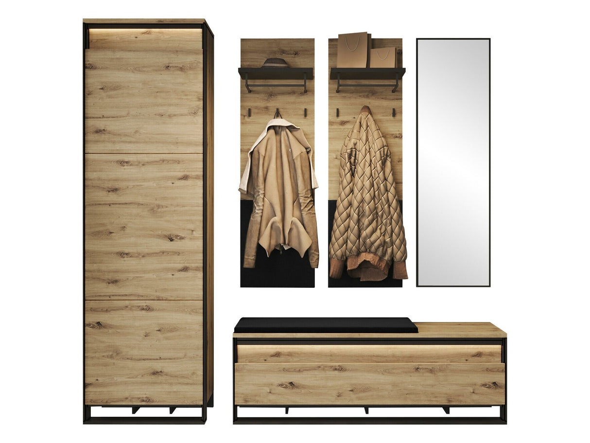 Előszoba garnitúra Garderoba QUANT VIII Dąb artisan/Czarny + Velo 637
