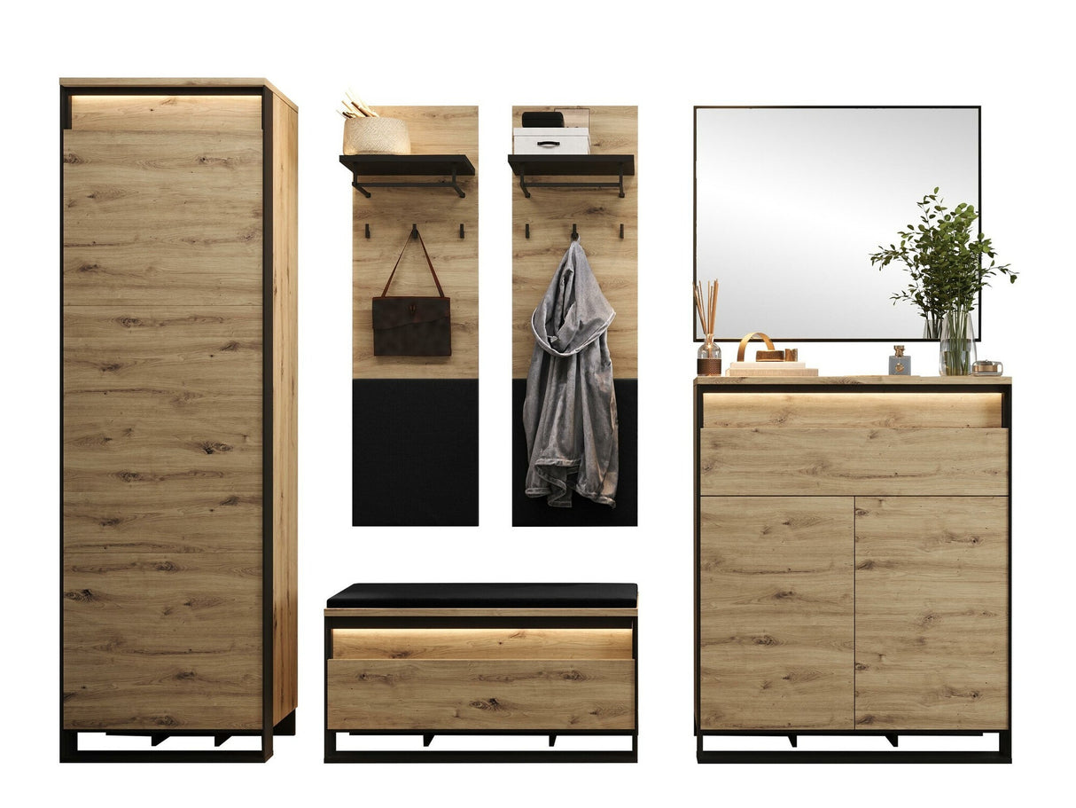 Előszoba garnitúra Garderoba QUANT VII Dąb artisan/Czarny + Velo 637