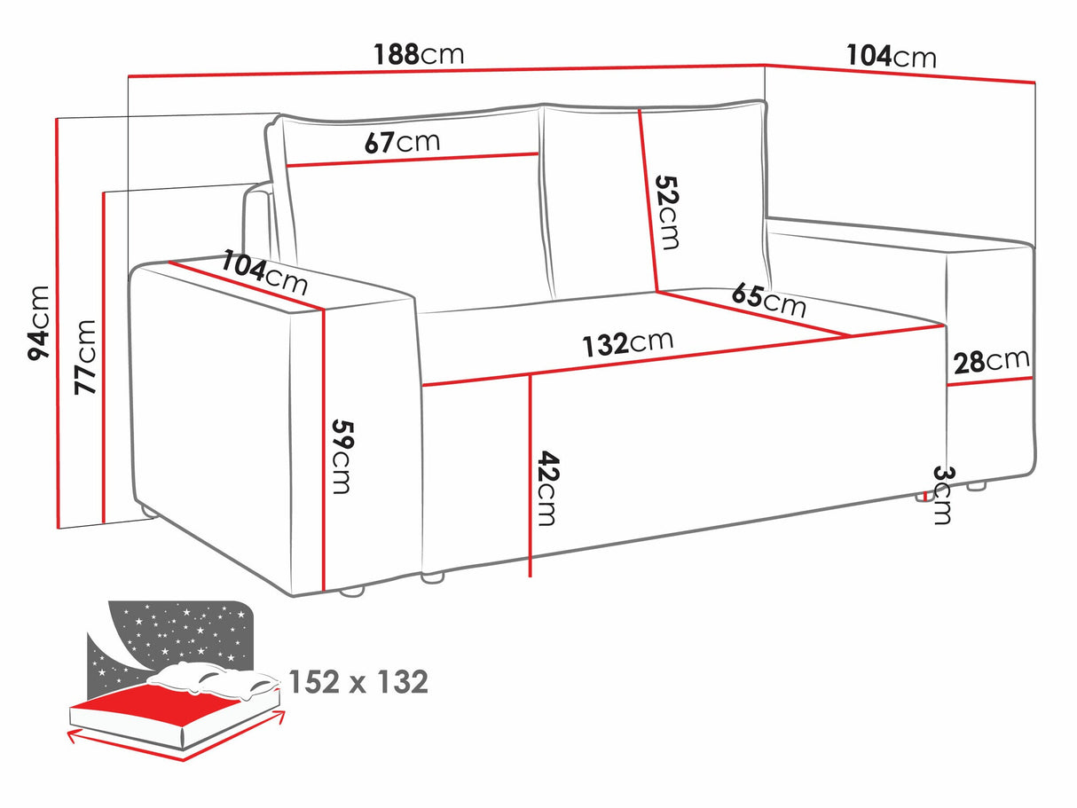 Kanapéágy Malaga (Maryn) small, Szín: Poso 02