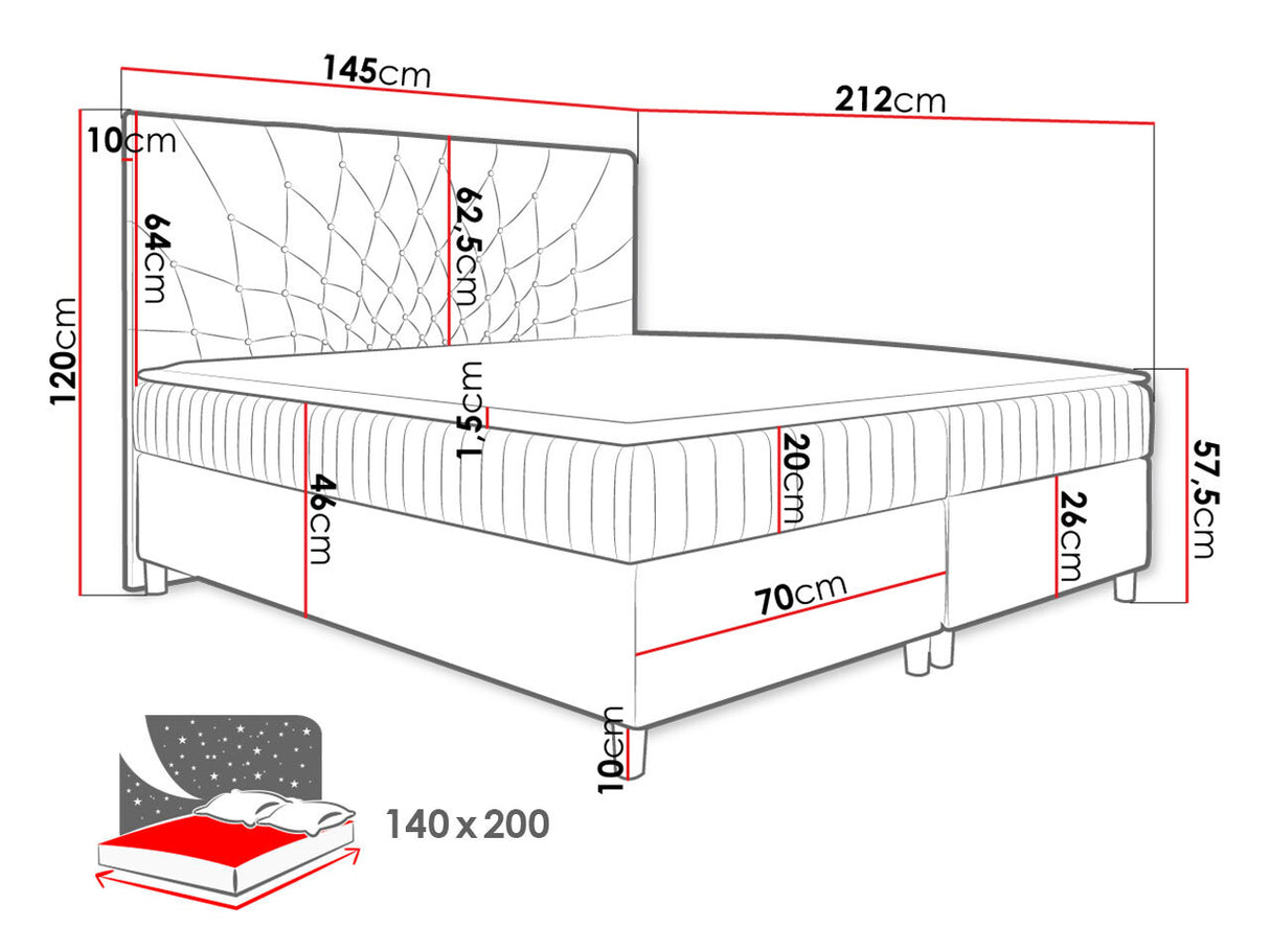 Kontinentális ágy Prowansja (Nilezi), Szín: Manila 32, Alvó felület mérete: 140 x 200 cm