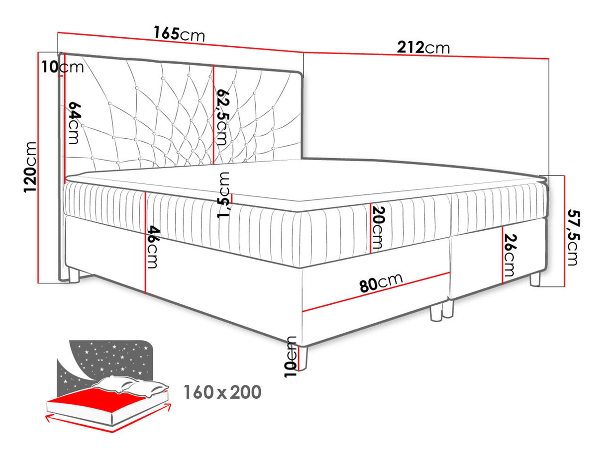Kontinentális ágy Prowansja (Nilezi), Szín: Manila 26, Alvó felület mérete: 160 x 200 cm