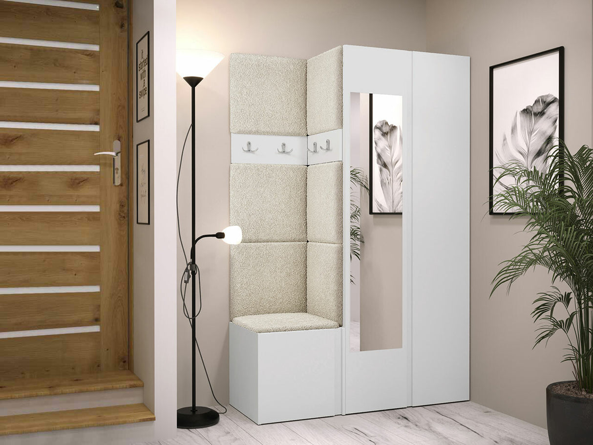 Előszoba garnitúra ORION XXVI (Tavasz XXVI), Keret színe: Fehér, Puha falpanel színe: Abriamo 3