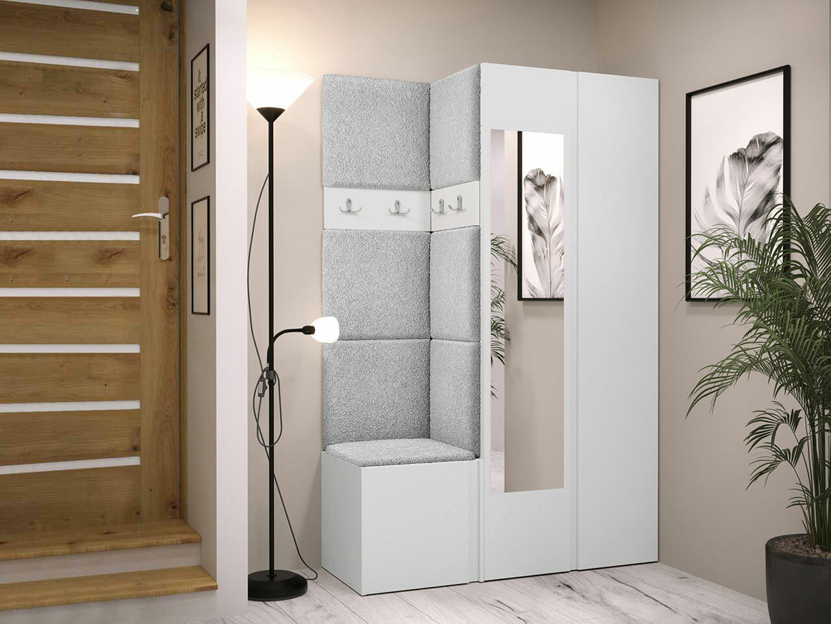 Előszoba garnitúra ORION XXVI (Tavasz XXVI), Keret színe: Fehér, Puha falpanel színe: Abriamo 6