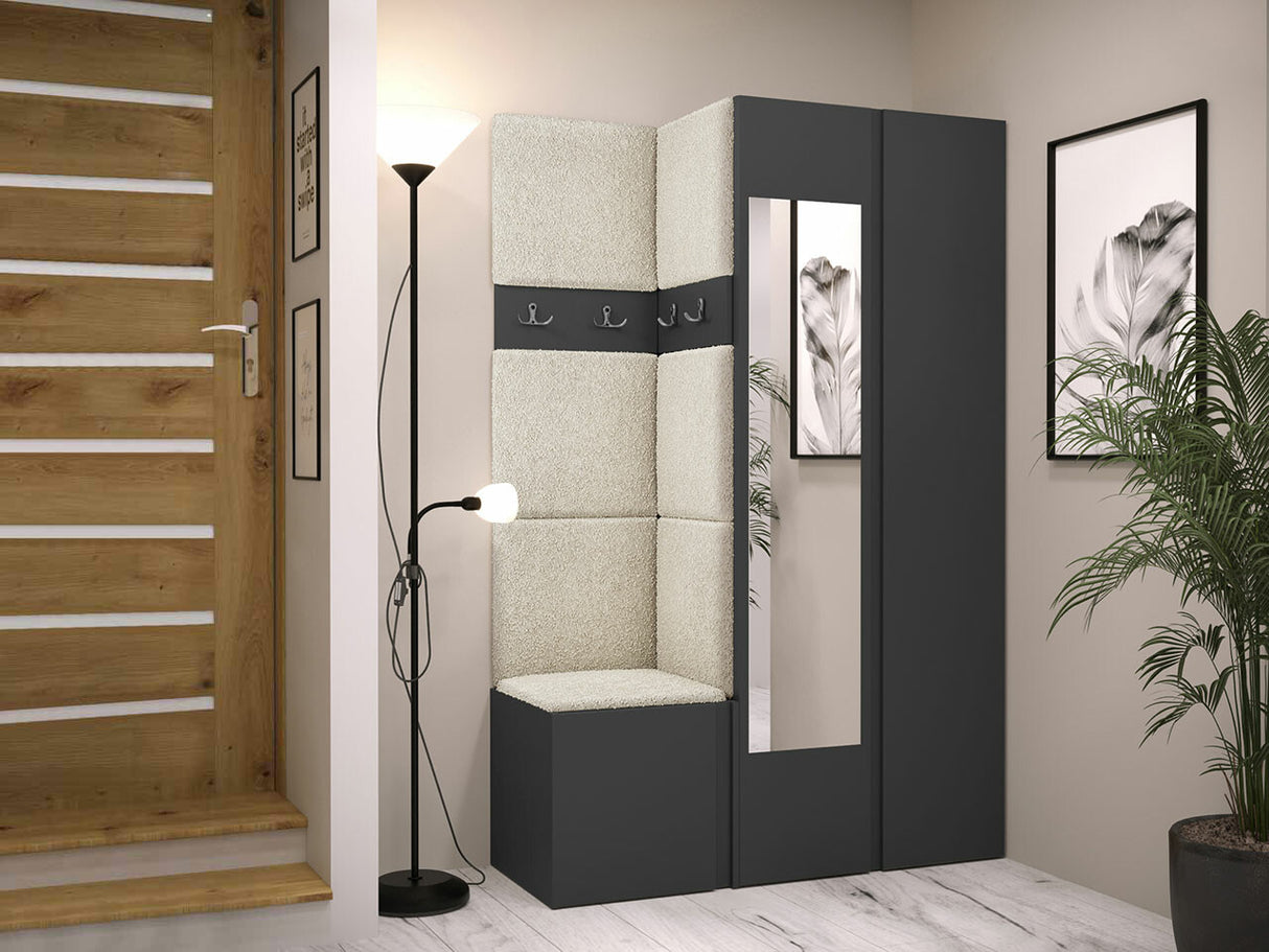 Előszoba garnitúra ORION XXVI (Tavasz XXVI), Keret színe: Grafit, Puha falpanel színe: Abriamo 3