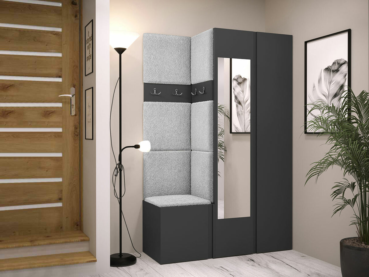 Előszoba garnitúra ORION XXVI (Tavasz XXVI), Keret színe: Grafit, Puha falpanel színe: Abriamo 6