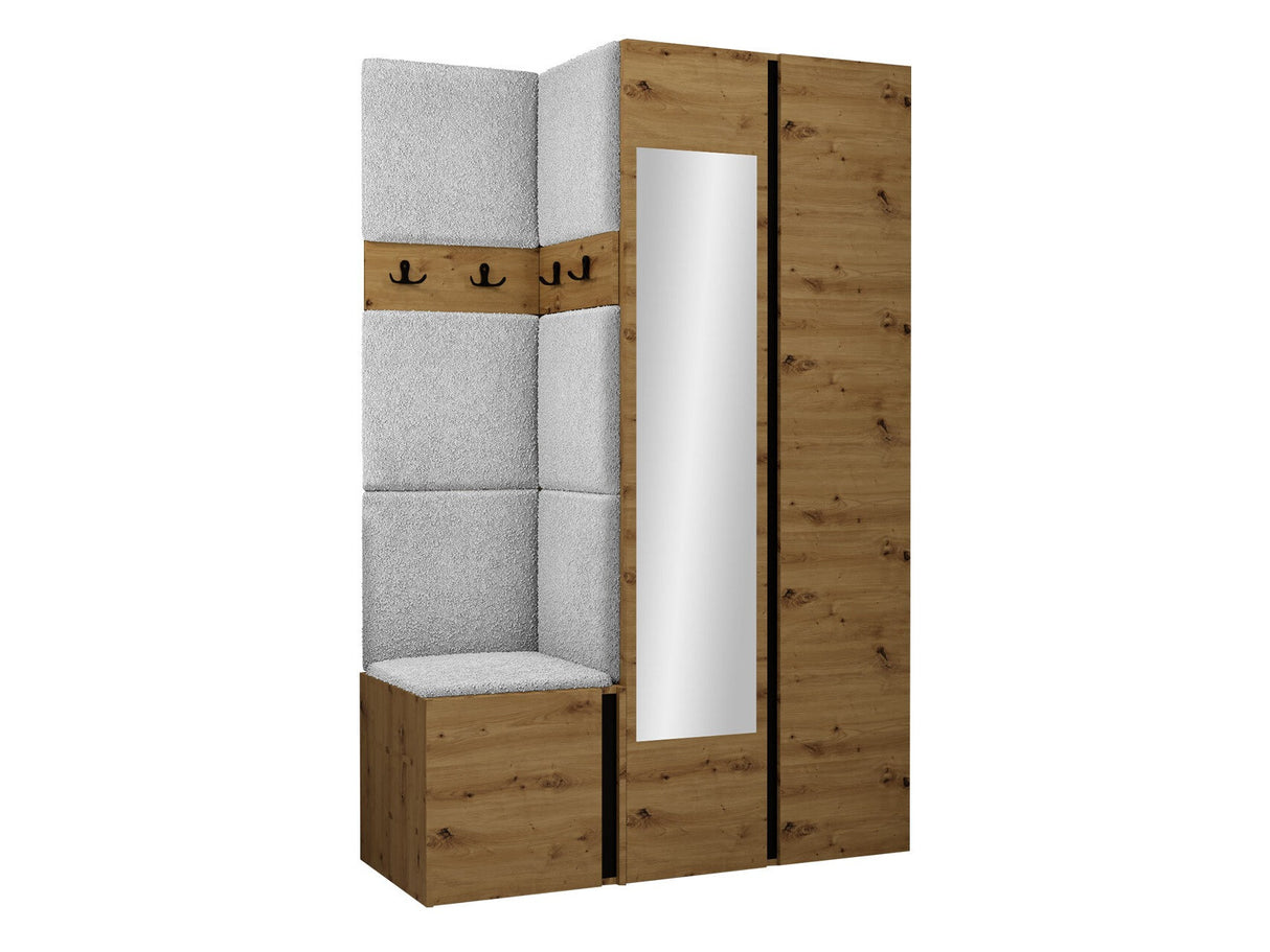 Előszoba garnitúra ORION XXVI (Tavasz XXVI), Keret színe: Artisan tölgy + Fekete, Puha falpanel színe: Abriamo 6