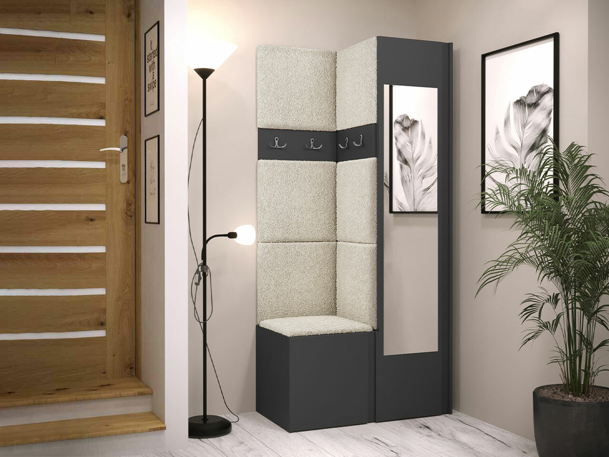 Előszoba garnitúra ORION XXV (Tavasz XXV), Keret színe: Grafit, Puha falpanel színe: Abriamo 3