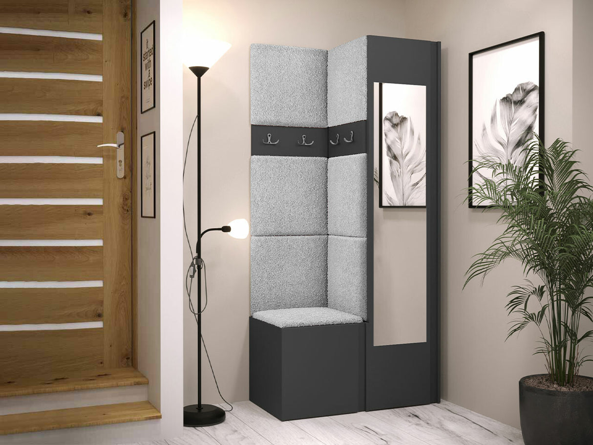 Előszoba garnitúra ORION XXV (Tavasz XXV), Keret színe: Grafit, Puha falpanel színe: Abriamo 6