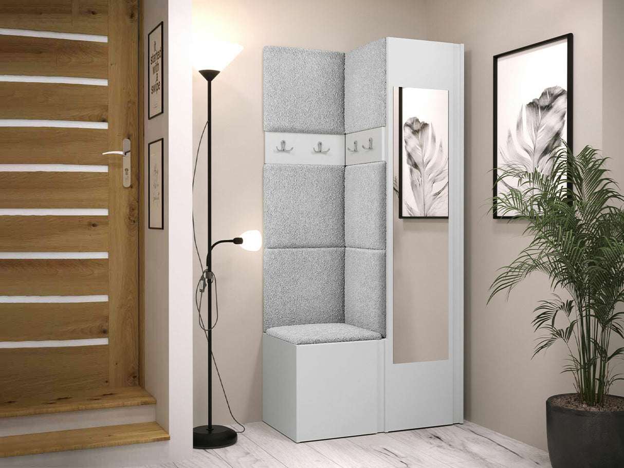 Előszoba garnitúra ORION XXV (Tavasz XXV), Keret színe: Fehér, Puha falpanel színe: Abriamo 6