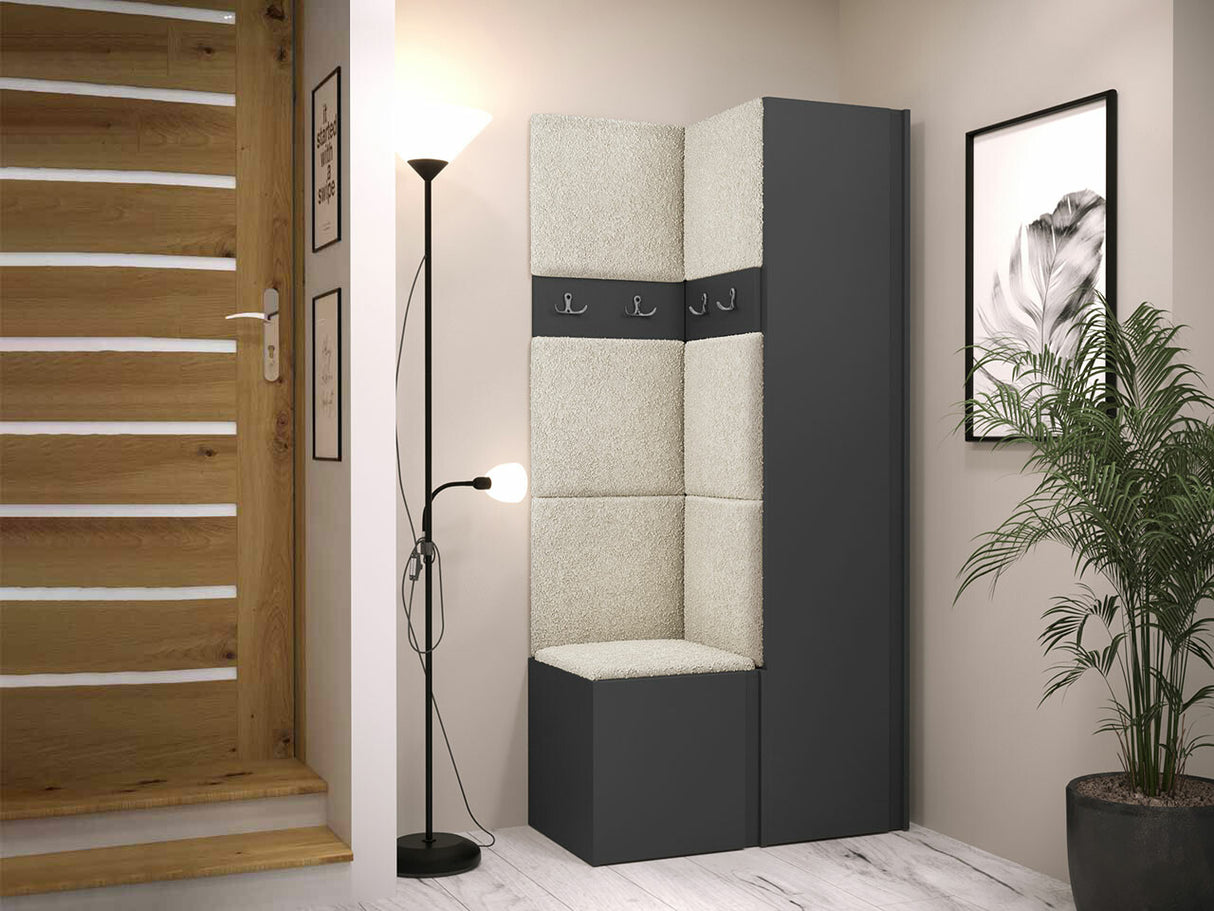 Előszoba garnitúra ORION XXIV (Tavasz XXIV), Keret színe: Grafit, Puha falpanel színe: Abriamo 3