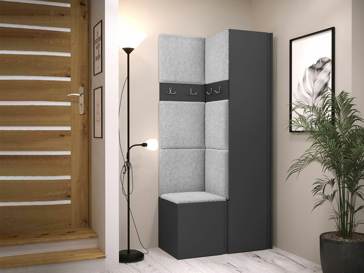 Előszoba garnitúra ORION XXIV (Tavasz XXIV), Keret színe: Grafit, Puha falpanel színe: Abriamo 6