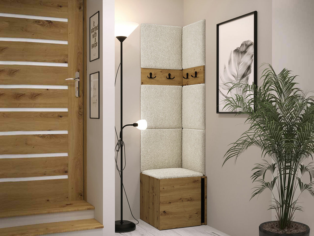 Előszoba garnitúra ORION XXI (Tavasz XXI), Keret színe: Artisan tölgy + Fekete, Puha falpanel színe: Abriamo 3