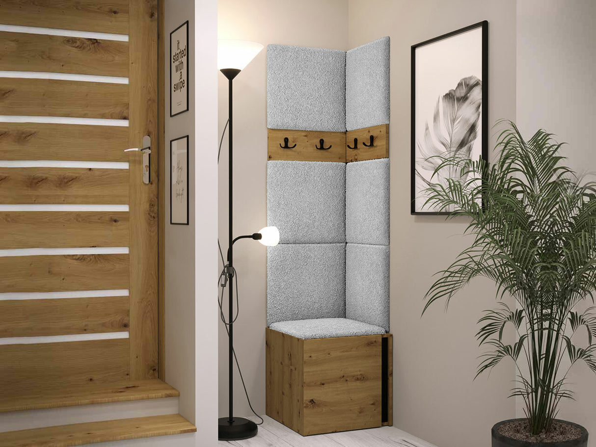 Előszoba garnitúra ORION XXI (Tavasz XXI), Keret színe: Artisan tölgy + Fekete, Puha falpanel színe: Abriamo 6