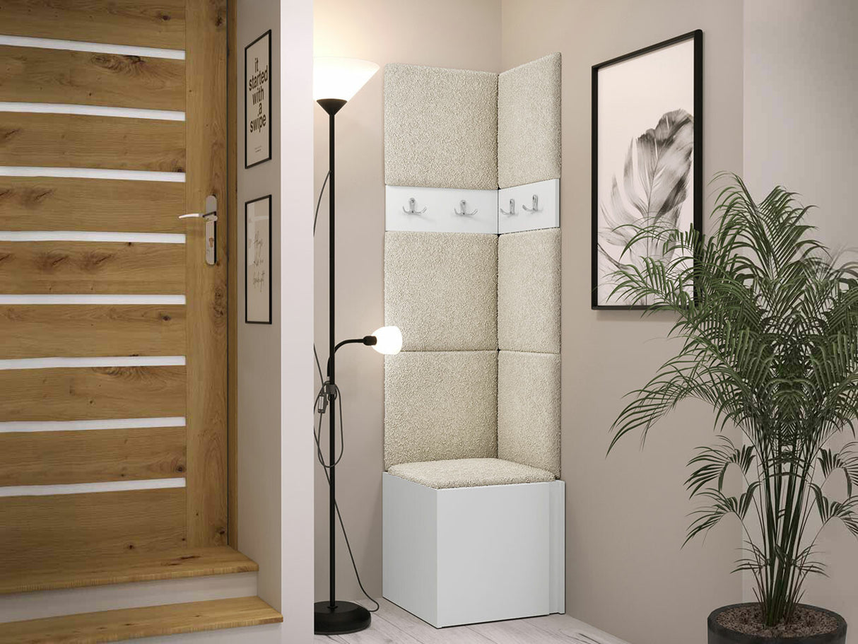 Előszoba garnitúra ORION XXI (Tavasz XXI), Keret színe: Fehér, Puha falpanel színe: Abriamo 3