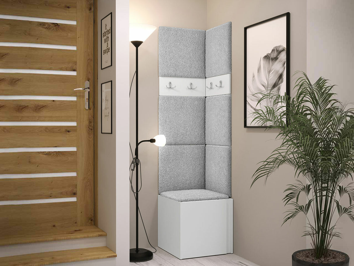 Előszoba garnitúra ORION XXI (Tavasz XXI), Keret színe: Fehér, Puha falpanel színe: Abriamo 6