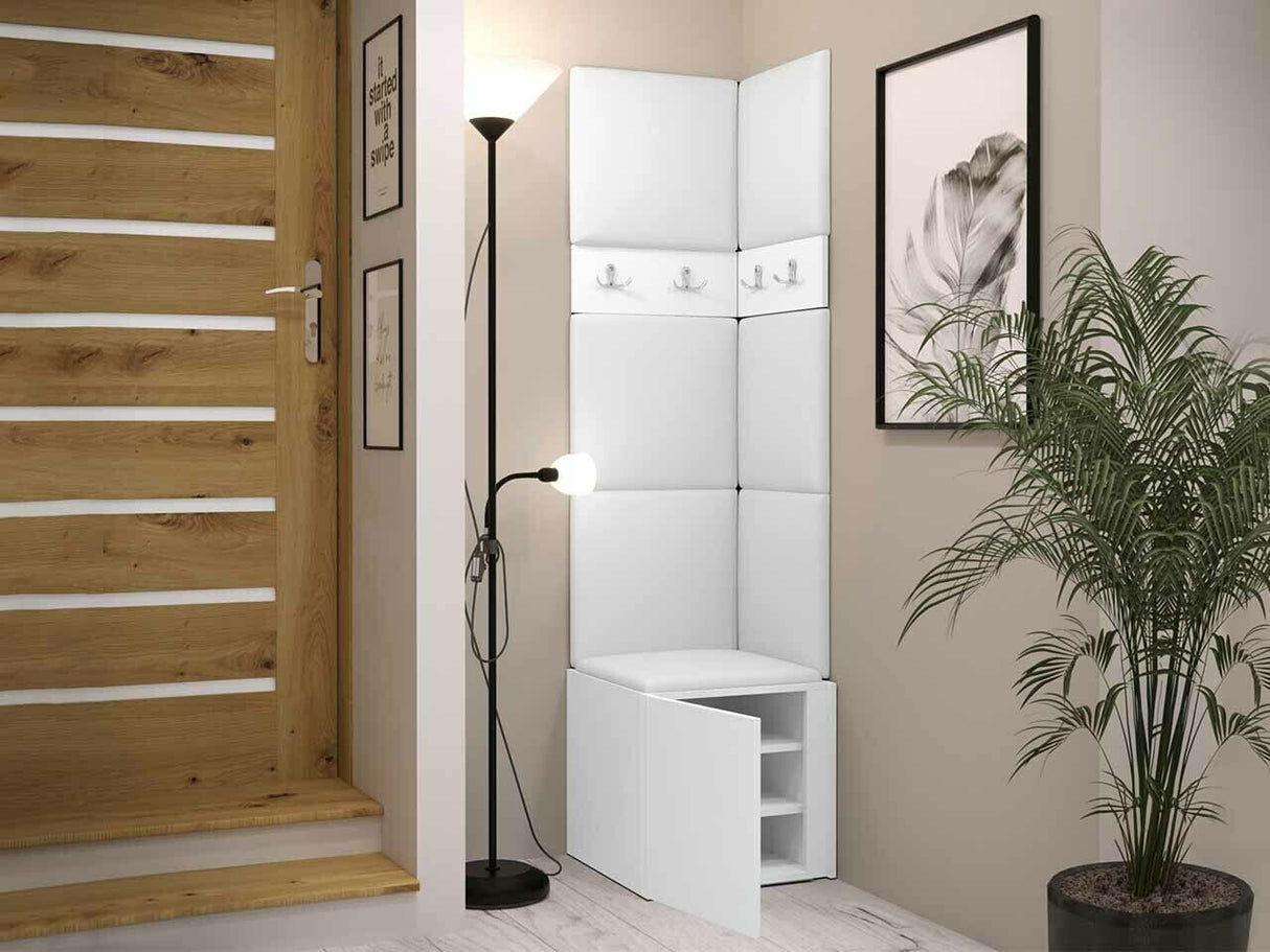 Előszoba garnitúra ORION XXI (Tavasz XXI), Keret színe: Fehér, Puha falpanel színe: Abriamo 3