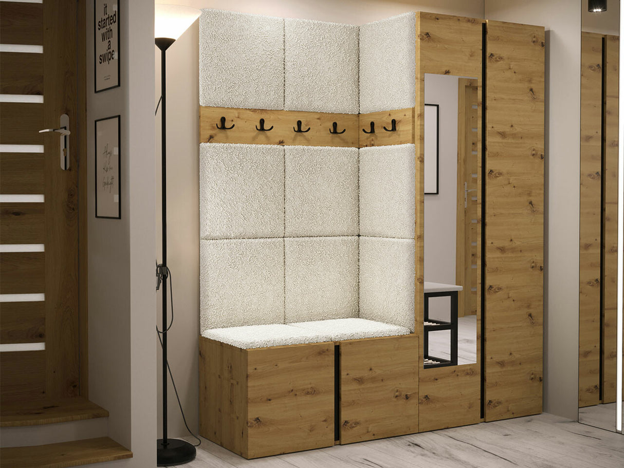 Előszoba garnitúra ORION XII (Tavasz XII), Keret színe: Artisan tölgy, Puha falpanel színe: Abriamo 3