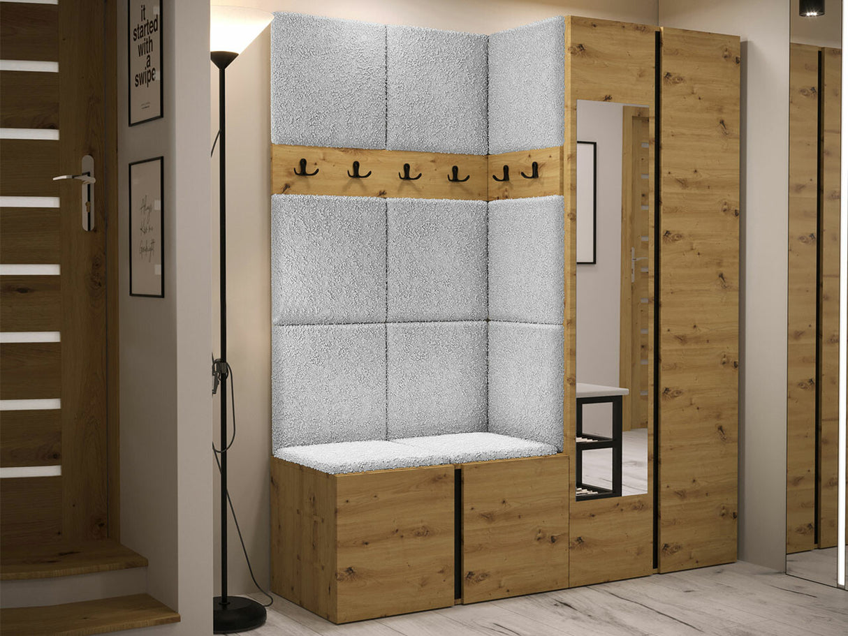 Előszoba garnitúra ORION XII (Tavasz XII), Keret színe: Artisan tölgy, Puha falpanel színe: Abriamo 6