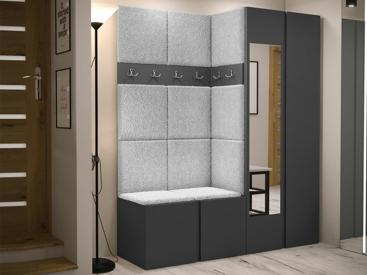 Előszoba garnitúra ORION XII (Tavasz XII), Keret színe: Grafit, Puha falpanel színe: Abriamo 6