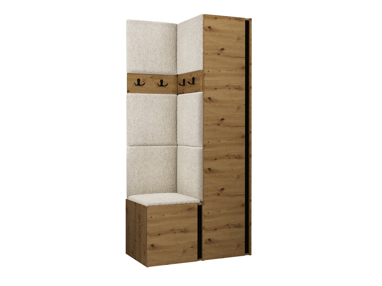 Előszoba garnitúra ORION XXIV (Tavasz XXIV), Keret színe: Artisan tölgy + Fekete, Puha falpanel színe: Abriamo 3