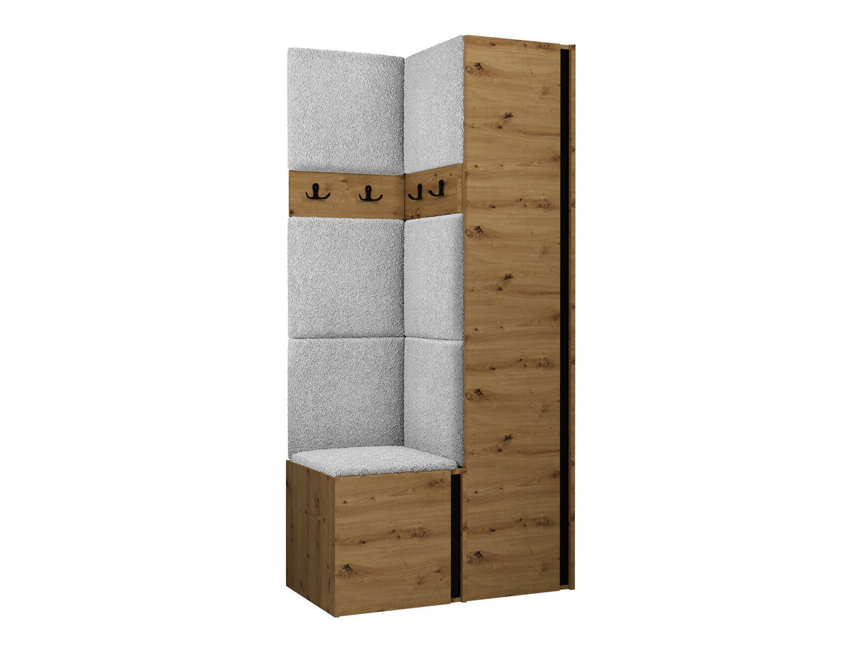 Előszoba garnitúra ORION XXIV (Tavasz XXIV), Keret színe: Artisan tölgy + Fekete, Puha falpanel színe: Abriamo 6