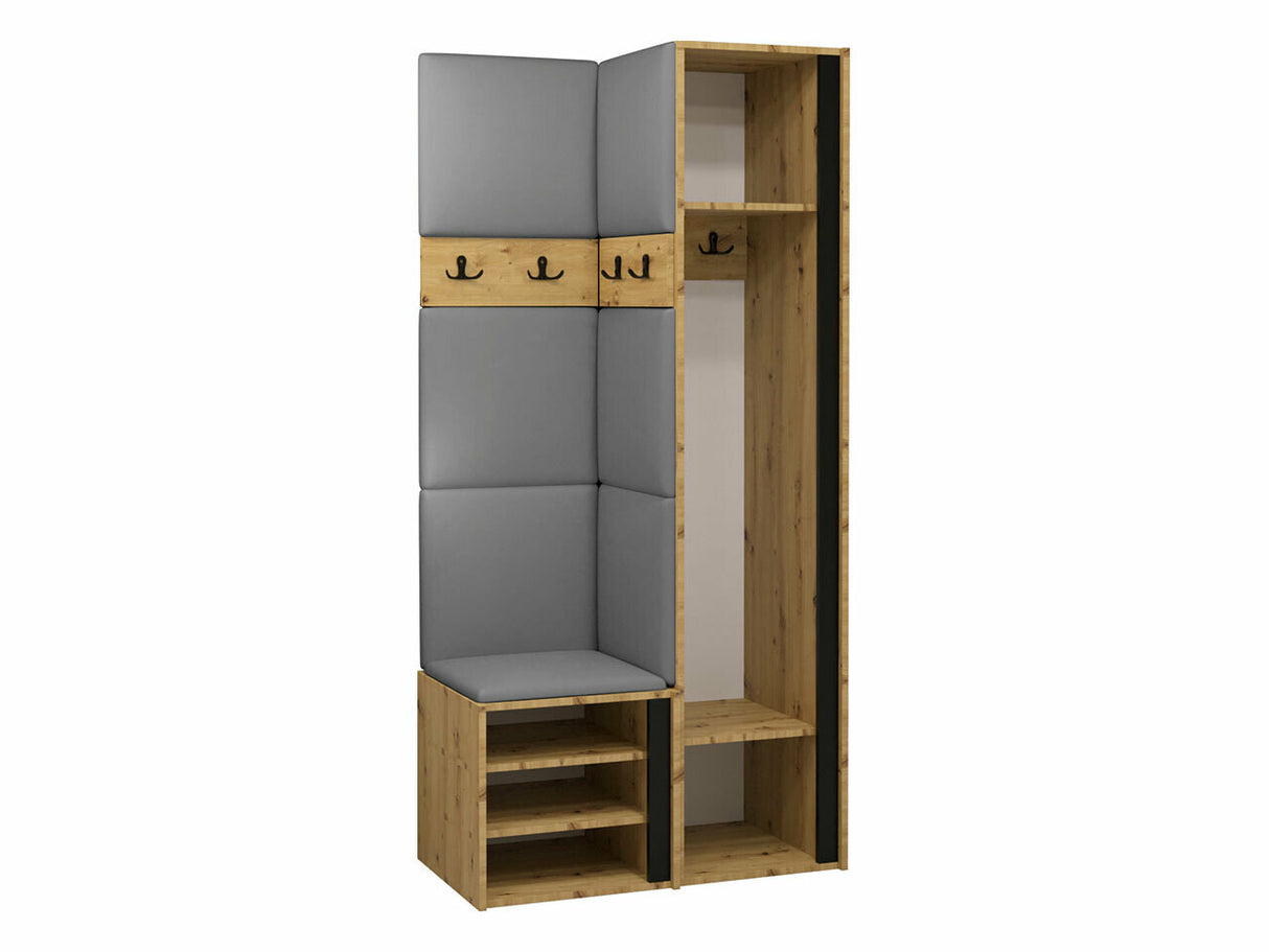 Előszoba garnitúra ORION XXIV (Tavasz XXIV), Keret színe: Artisan tölgy + Fekete, Puha falpanel színe: Abriamo 6