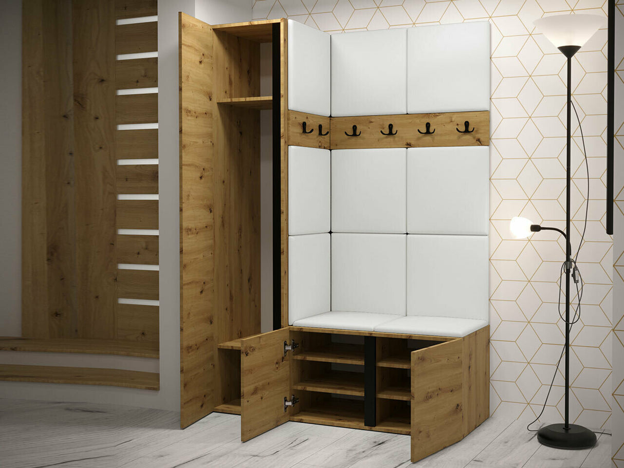 Előszoba garnitúra ORION X (Tavasz X), Keret színe: Artisan tölgy, Puha falpanel színe: Abriamo 3