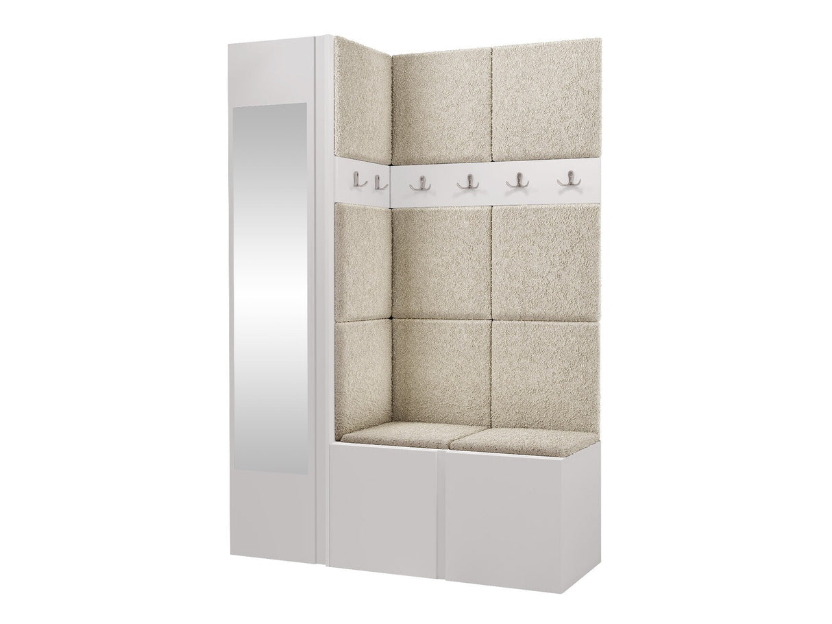 Előszoba garnitúra ORION X (Tavasz X), Keret színe: Fehér, Puha falpanel színe: Abriamo 3