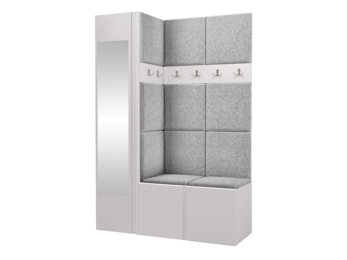 Előszoba garnitúra ORION X (Tavasz X), Keret színe: Fehér, Puha falpanel színe: Abriamo 6