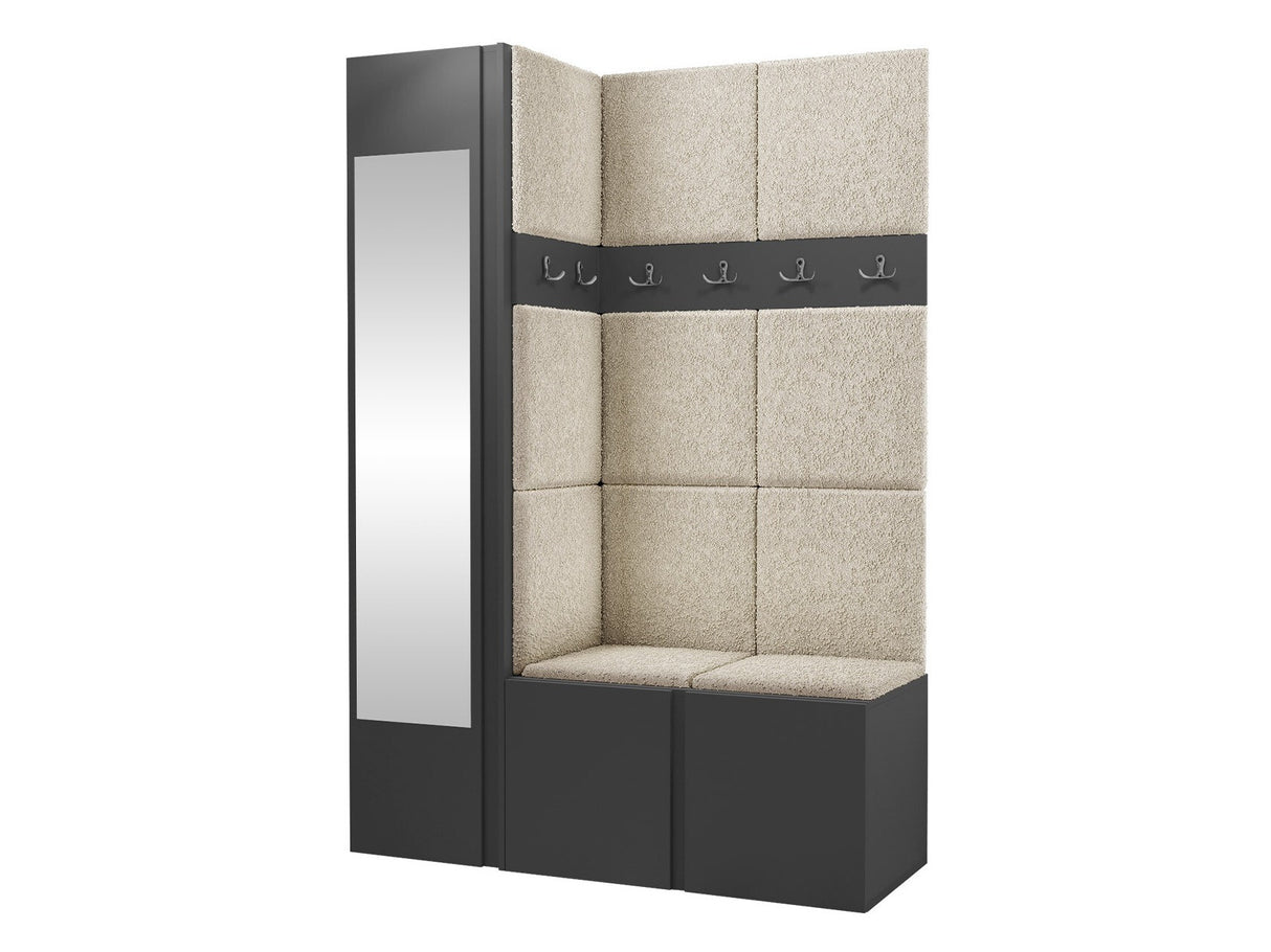 Előszoba garnitúra ORION X (Tavasz X), Keret színe: Grafit, Puha falpanel színe: Abriamo 3