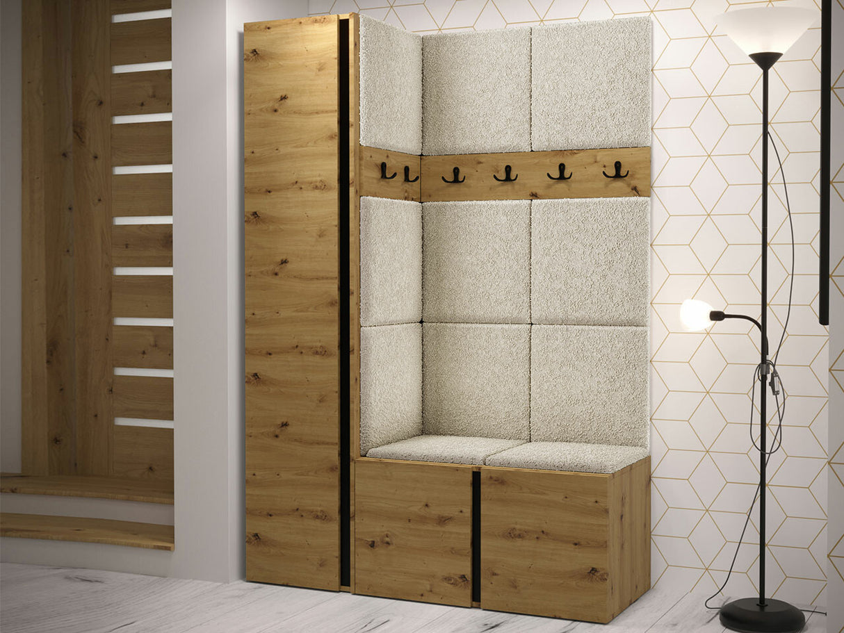 Előszoba garnitúra Zestaw ORION IX (Tavasz IX), Keret színe: Artisan tölgy, Puha falpanel színe: Abriamo 3