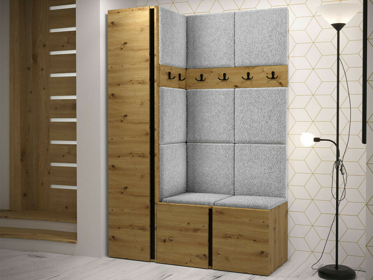 Előszoba garnitúra Zestaw ORION IX (Tavasz IX), Keret színe: Artisan tölgy, Puha falpanel színe: Abriamo 6