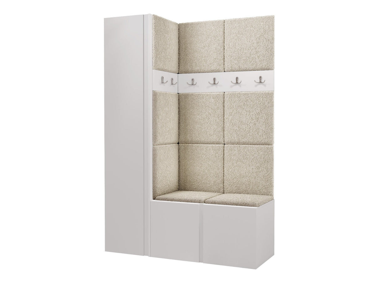 Előszoba garnitúra Zestaw ORION IX (Tavasz IX), Keret színe: Fehér, Puha falpanel színe: Abriamo 3