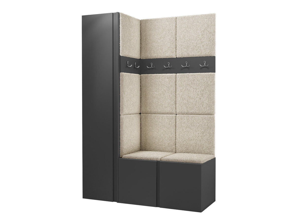 Előszoba garnitúra Zestaw ORION IX (Tavasz IX), Keret színe: Grafit, Puha falpanel színe: Abriamo 3