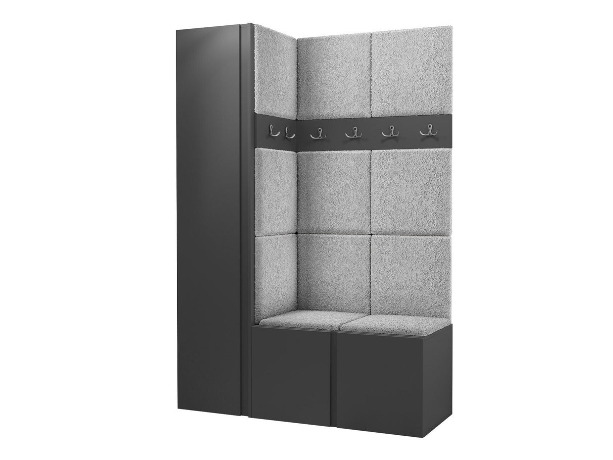 Előszoba garnitúra Zestaw ORION IX (Tavasz IX), Keret színe: Grafit, Puha falpanel színe: Abriamo 6