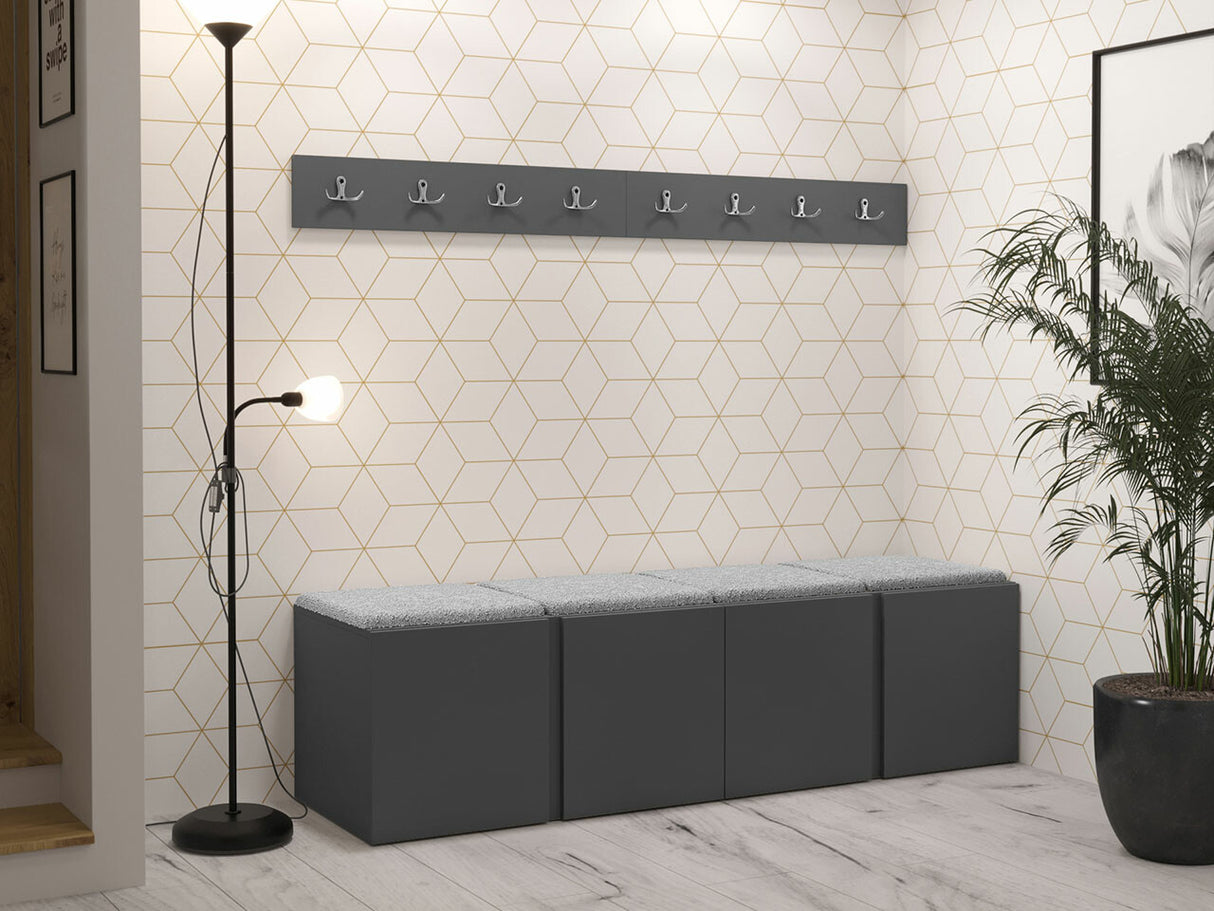 Előszoba garnitúra ORION VII (Tavasz VII), Keret színe: Grafit, Puha falpanel színe: Abriamo 6