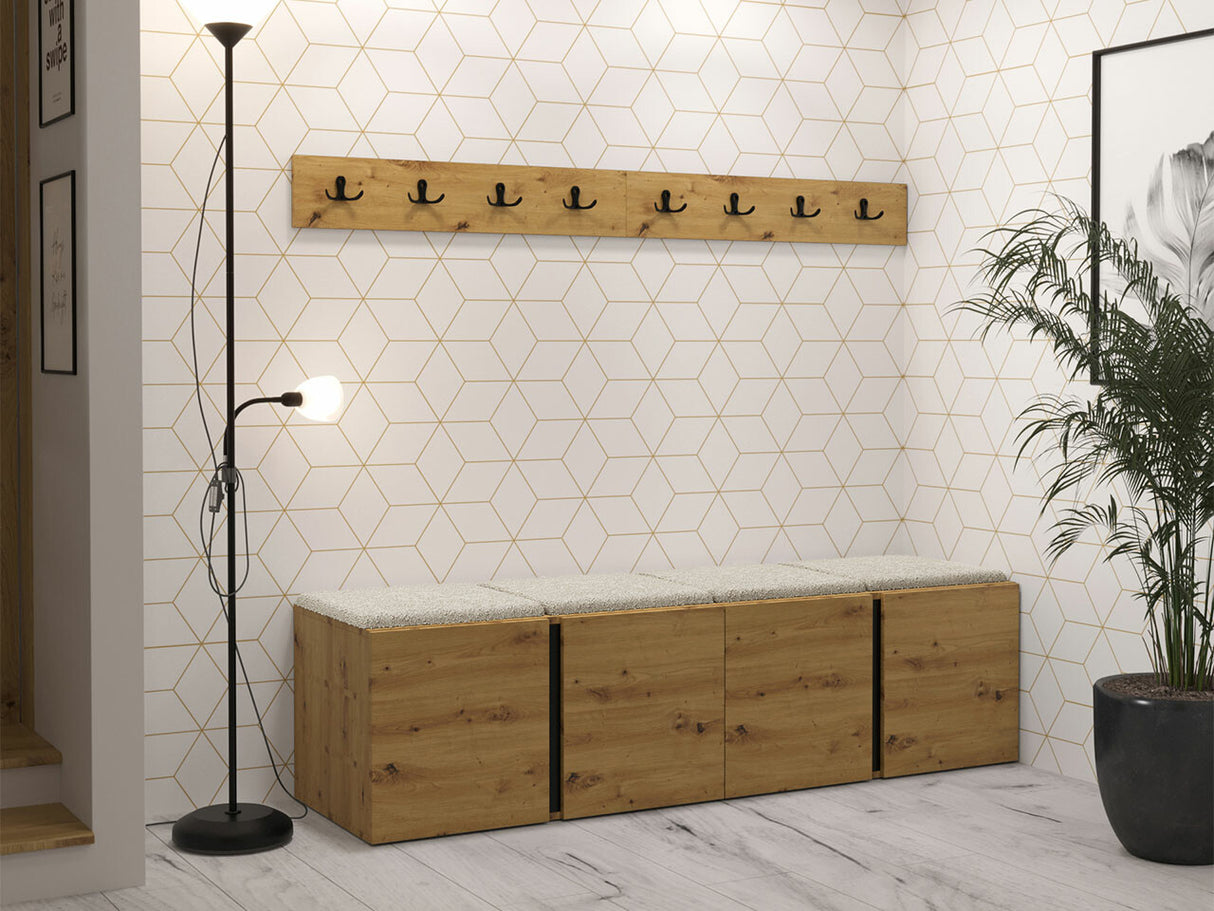 Előszoba garnitúra ORION VII (Tavasz VII), Keret színe: Artisan tölgy, Puha falpanel színe: Abriamo 3