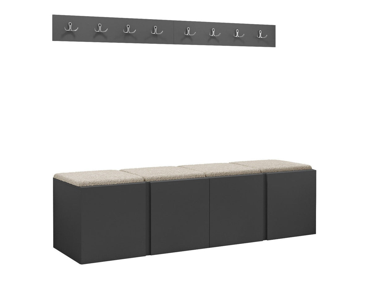 Előszoba garnitúra ORION VII (Tavasz VII), Keret színe: Grafit, Puha falpanel színe: Abriamo 3