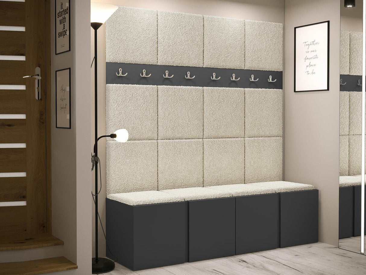 Előszoba garnitúra ORION V (Tavasz V), Keret színe: Grafit, Puha falpanel színe: Abriamo 3