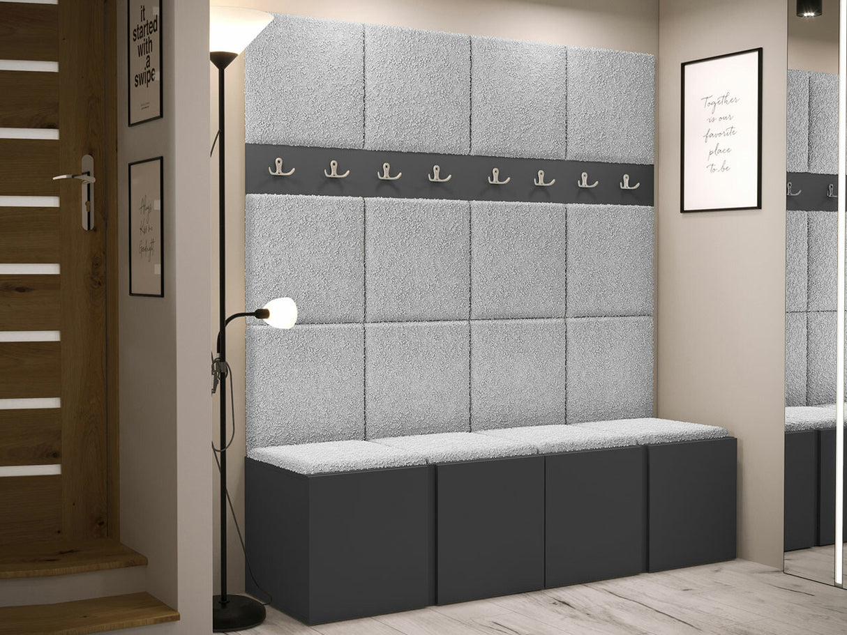 Előszoba garnitúra ORION V (Tavasz V), Keret színe: Grafit, Puha falpanel színe: Abriamo 6