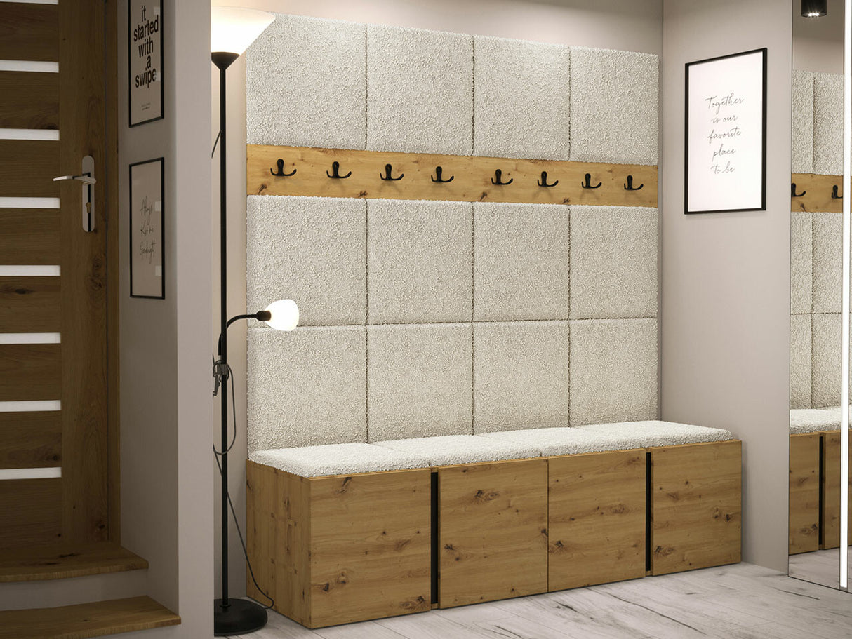 Előszoba garnitúra ORION V (Tavasz V), Keret színe: Artisan tölgy, Puha falpanel színe: Abriamo 3