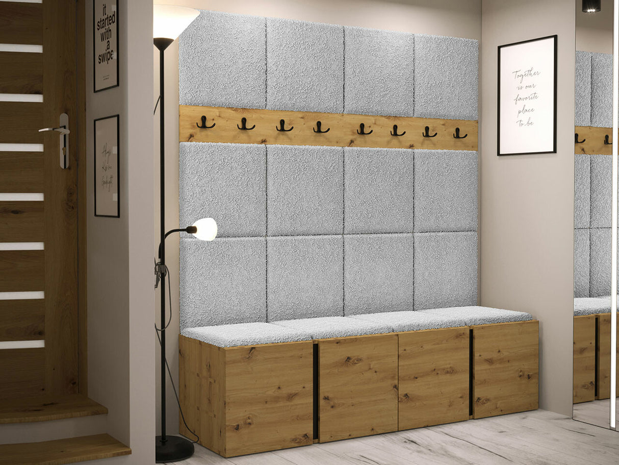 Előszoba garnitúra ORION V (Tavasz V), Keret színe: Artisan tölgy, Puha falpanel színe: Abriamo 6