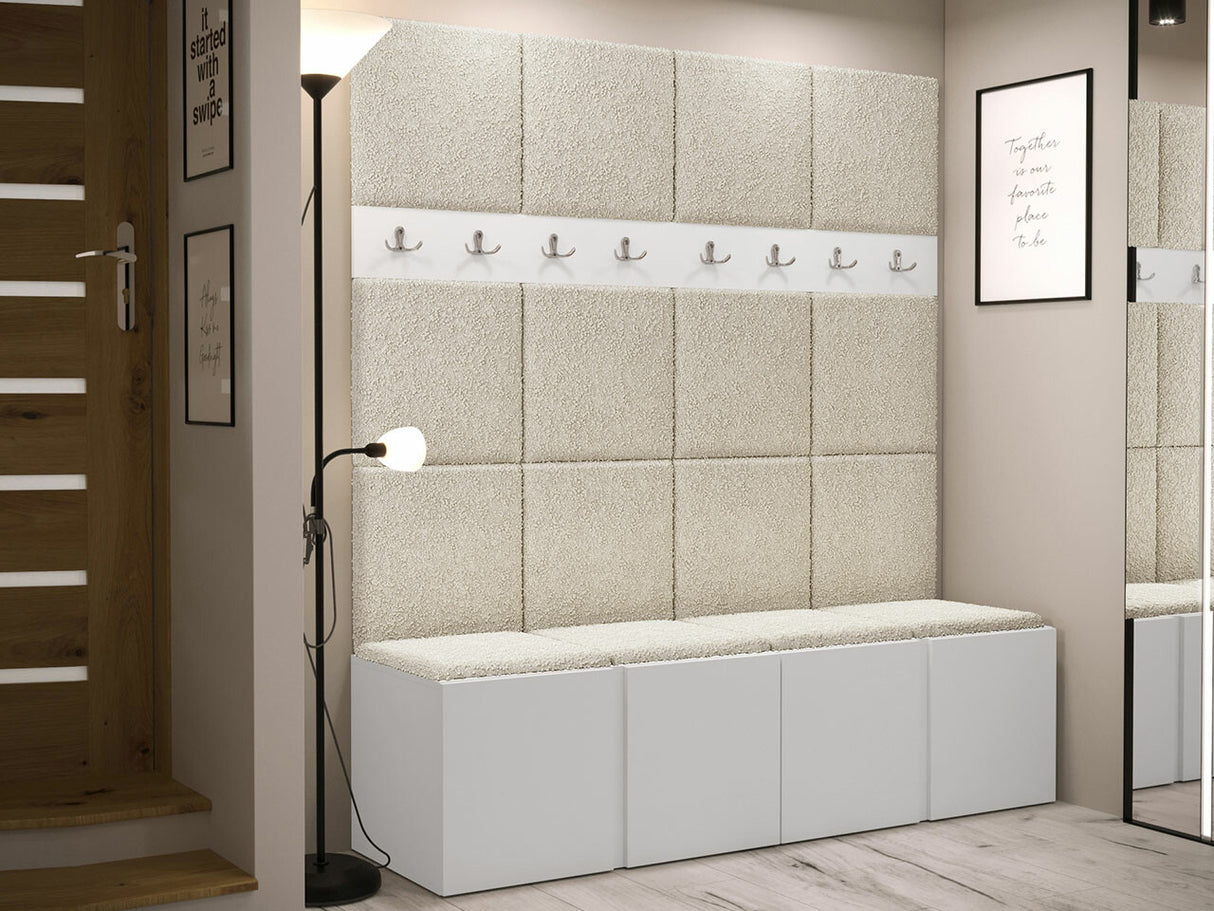 Előszoba garnitúra ORION V (Tavasz V), Keret színe: Fehér, Puha falpanel színe: Abriamo 3